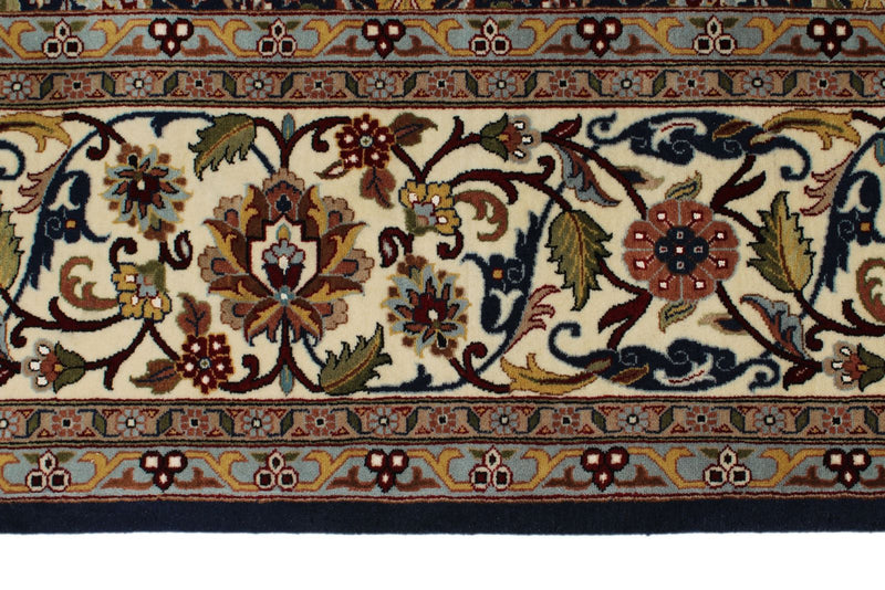 8x11 Navy and Ivory Turkish Silk Rug