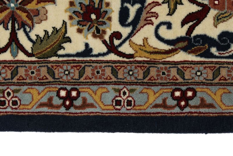 8x11 Navy and Ivory Turkish Silk Rug