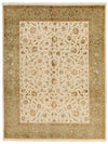 9x12 Ivory and Olive Green Turkish Tribal Rug