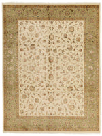 9x12 Ivory and Olive Green Turkish Tribal Rug