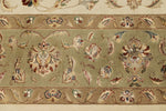 9x12 Ivory and Olive Green Turkish Tribal Rug