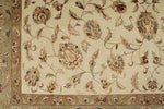 9x12 Ivory and Olive Green Turkish Tribal Rug