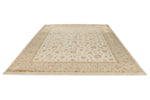 9x12 Ivory and Olive Green Turkish Tribal Rug