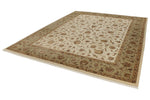 9x12 Ivory and Olive Green Turkish Tribal Rug