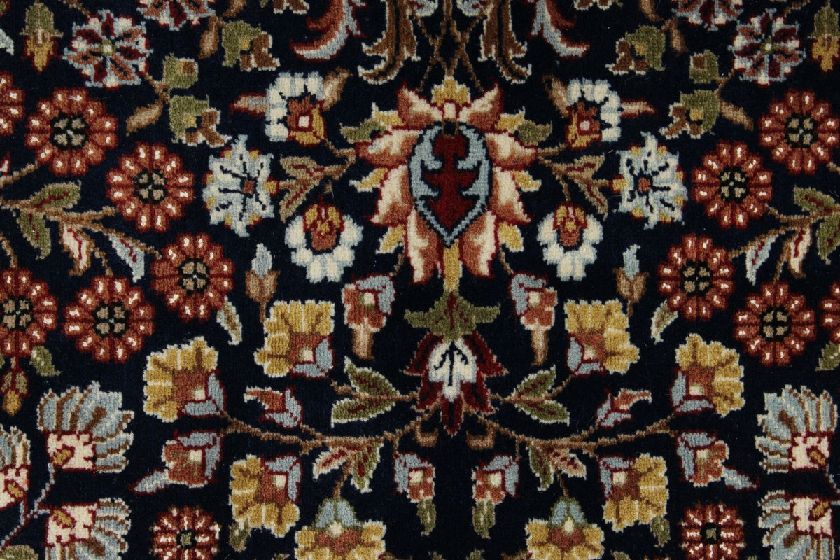 6x8 Navy and Ivory Turkish Silk Rug