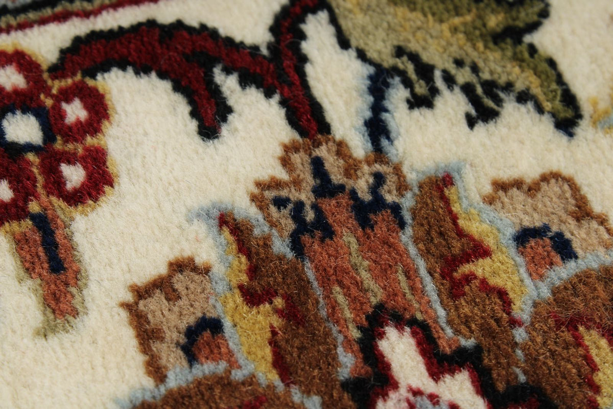 6x8 Navy and Ivory Turkish Silk Rug