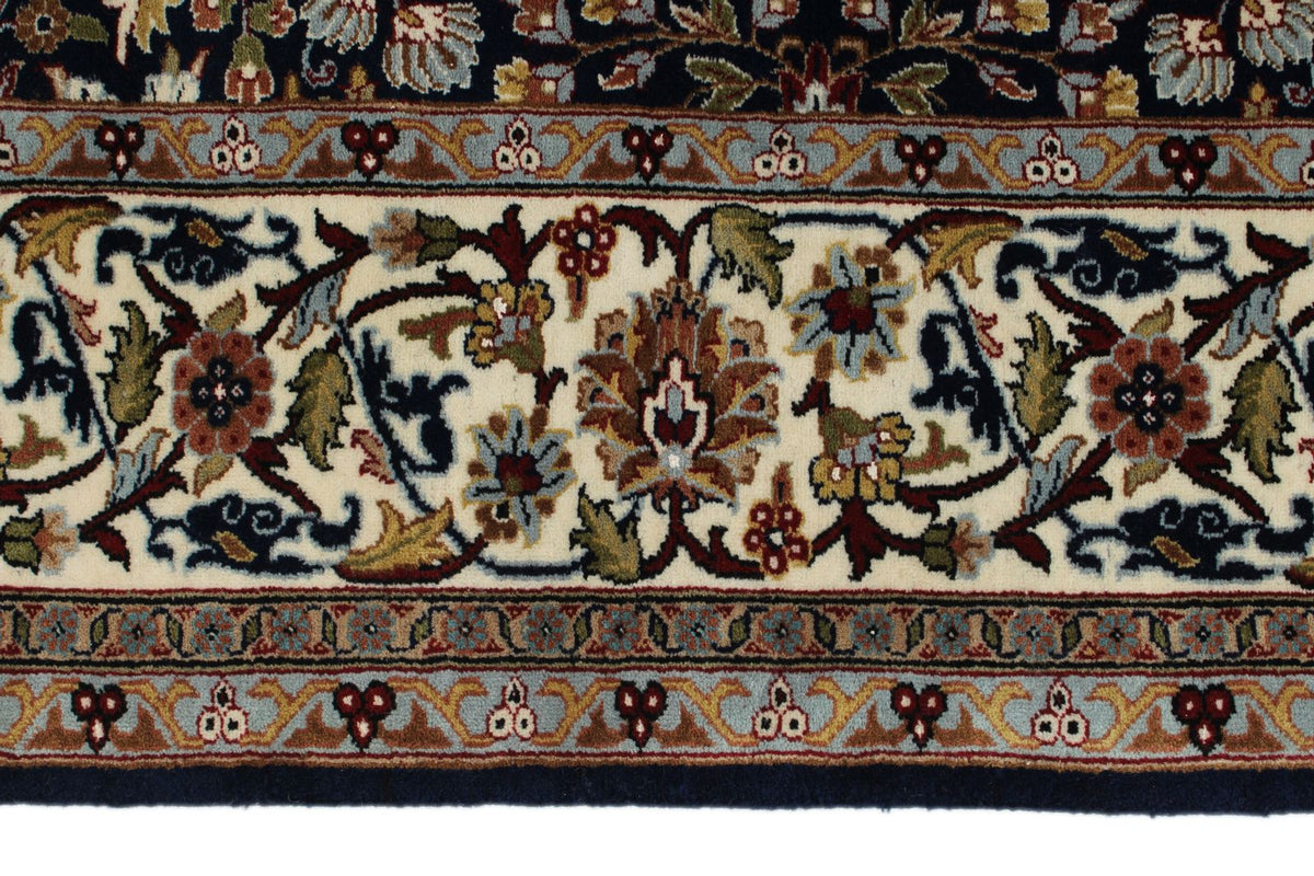 6x8 Navy and Ivory Turkish Silk Rug