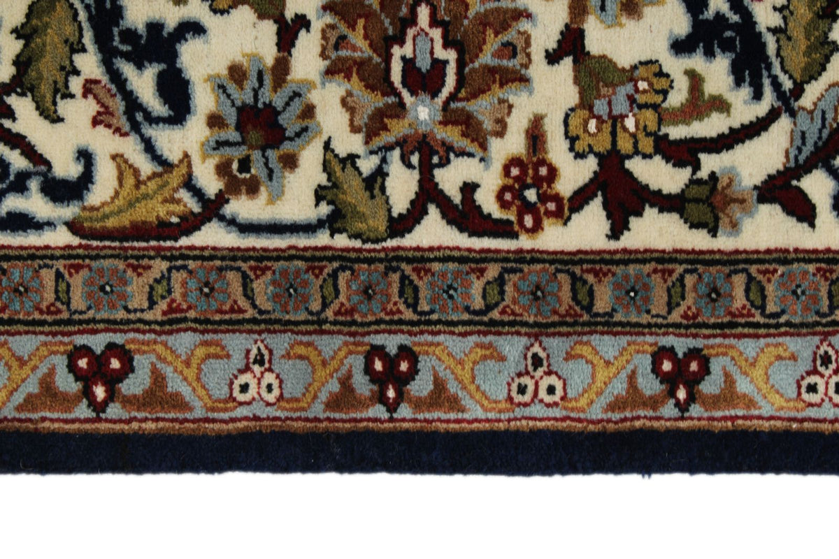 6x8 Navy and Ivory Turkish Silk Rug