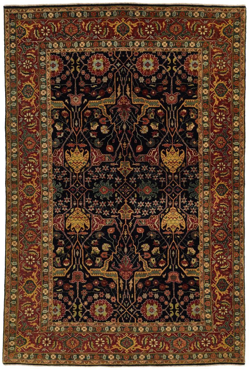 6x9 Black and Rust Persian Rug