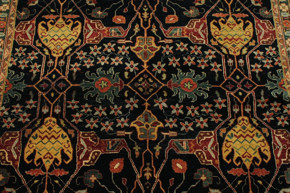 6x9 Black and Rust Persian Rug