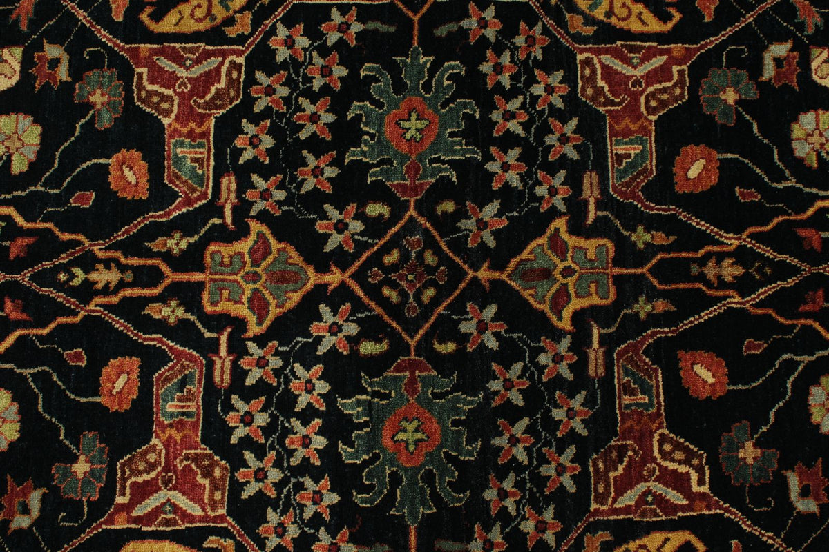 6x9 Black and Rust Persian Rug