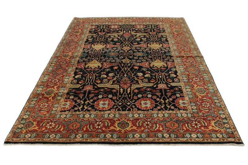 6x9 Black and Rust Persian Rug