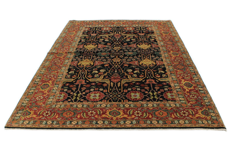 6x9 Black and Rust Persian Rug