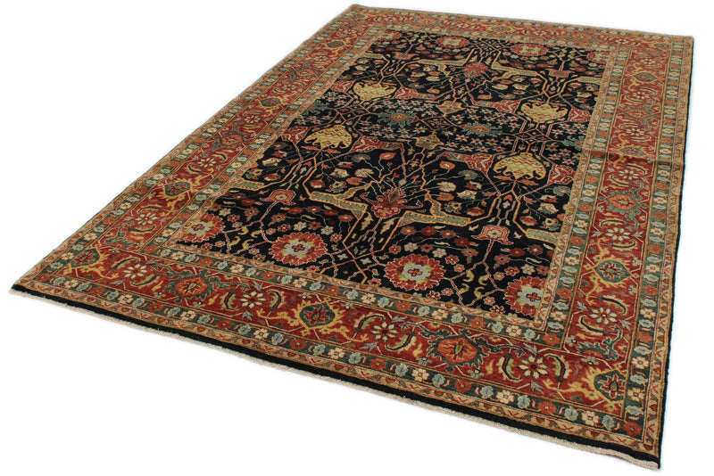 6x9 Black and Rust Persian Rug