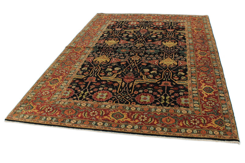6x9 Black and Rust Persian Rug