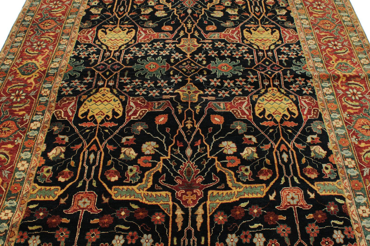 6x9 Black and Rust Persian Rug