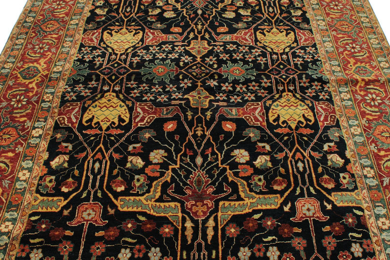 6x9 Black and Rust Persian Rug
