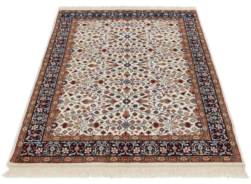 4x6 Ivory and Black Turkish Traditional Rug