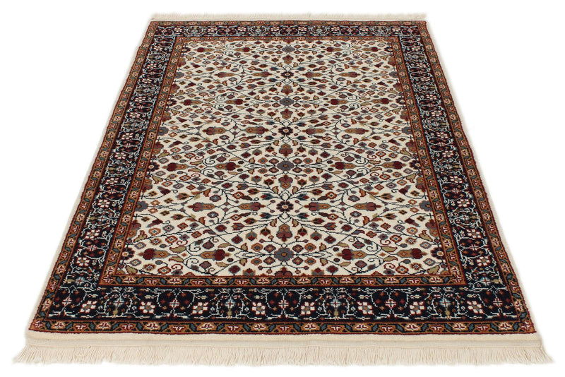 4x6 Ivory and Black Turkish Traditional Rug
