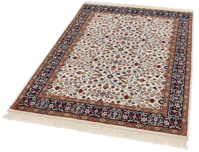 4x6 Ivory and Black Turkish Traditional Rug