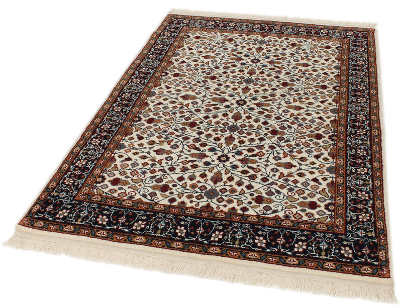 4x6 Ivory and Black Turkish Traditional Rug