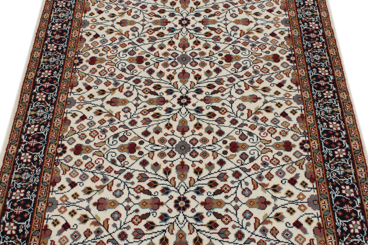 4x6 Ivory and Black Turkish Traditional Rug