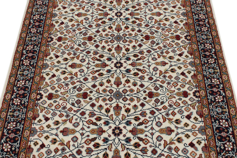 4x6 Ivory and Black Turkish Traditional Rug