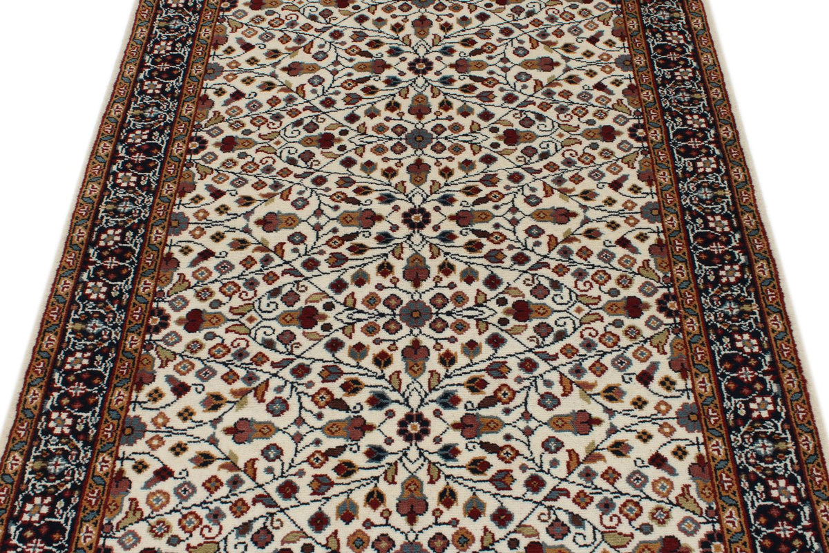 4x6 Ivory and Black Turkish Traditional Rug