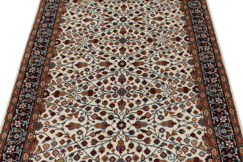 4x6 Ivory and Black Turkish Traditional Rug
