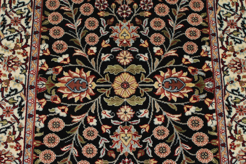 3x9 Black and Ivory Traditional Runner