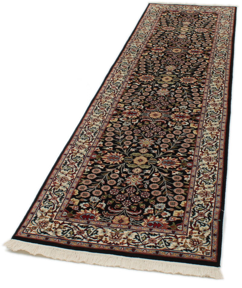 3x9 Black and Ivory Traditional Runner