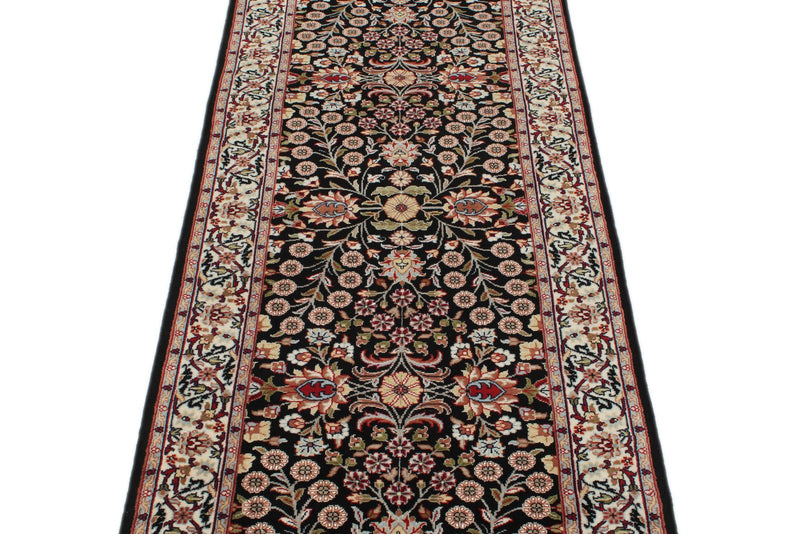 3x9 Black and Ivory Traditional Runner