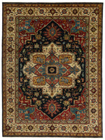 9x12 Black and Ivory Persian Rug