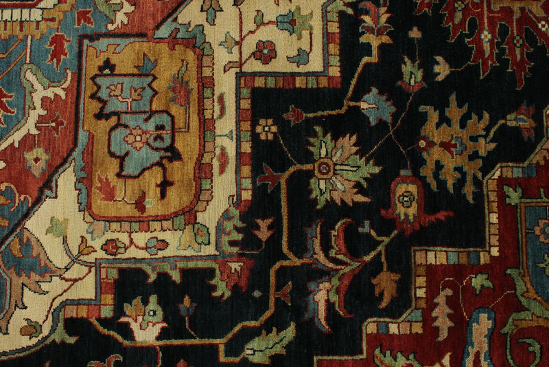 9x12 Black and Ivory Persian Rug