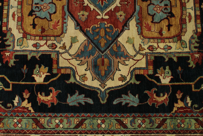 9x12 Black and Ivory Persian Rug