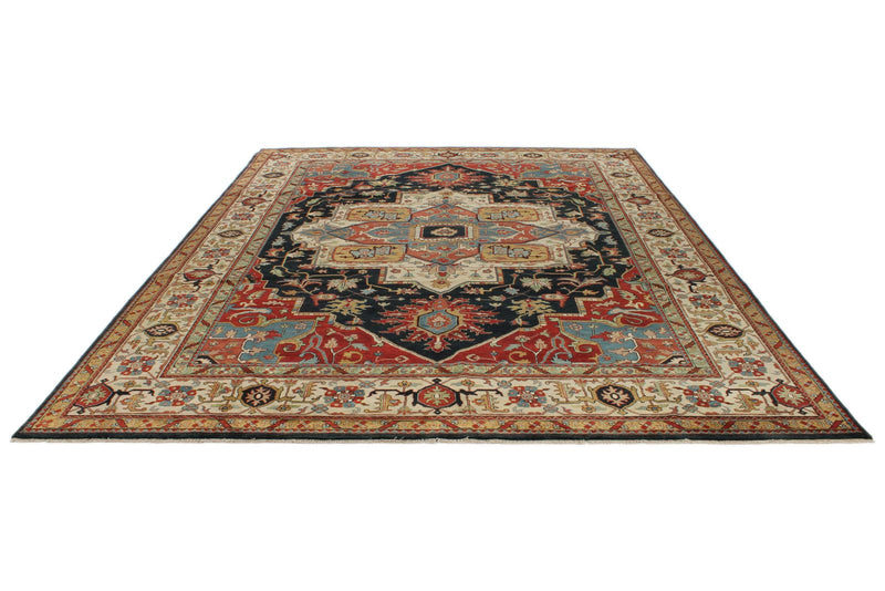 9x12 Black and Ivory Persian Rug