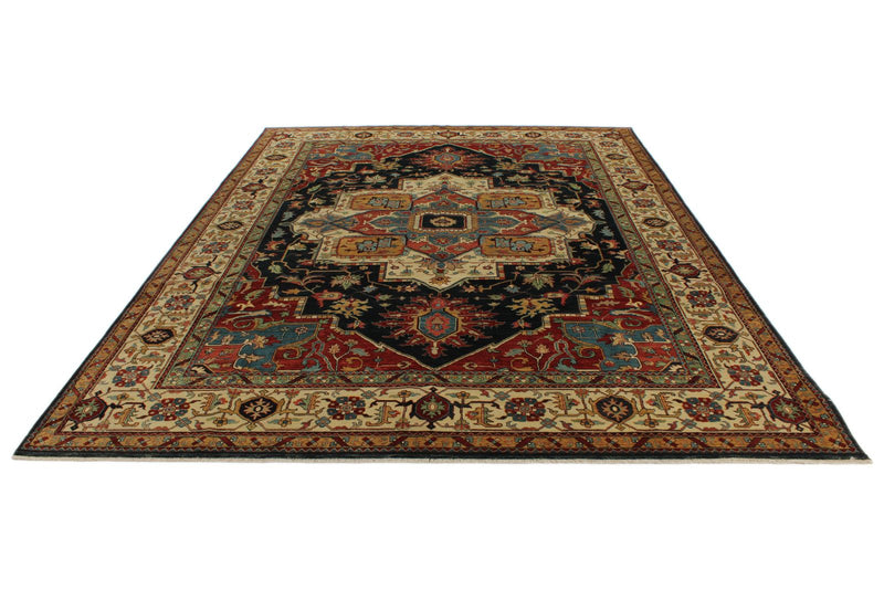 9x12 Black and Ivory Persian Rug