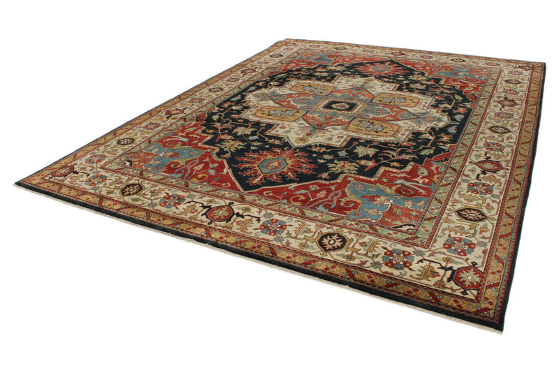 9x12 Black and Ivory Persian Rug