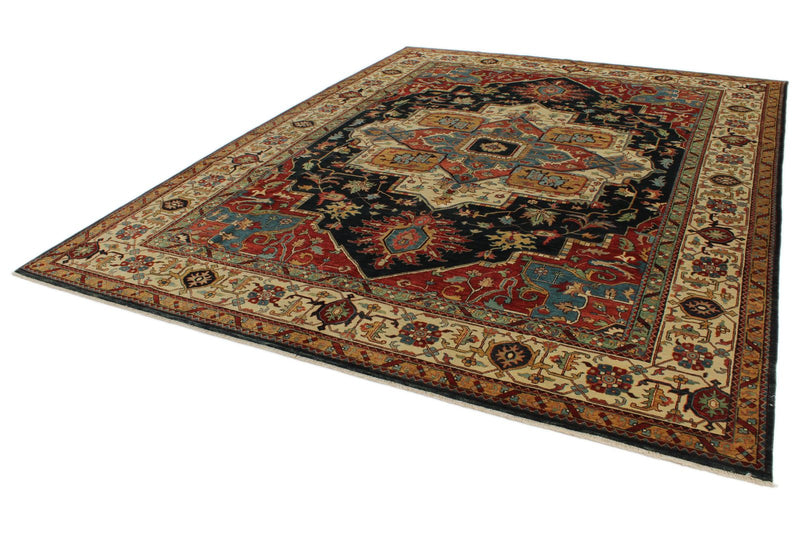 9x12 Black and Ivory Persian Rug