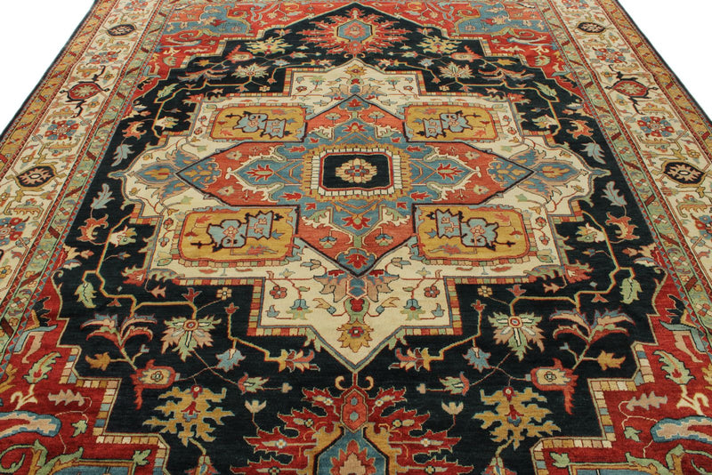 9x12 Black and Ivory Persian Rug