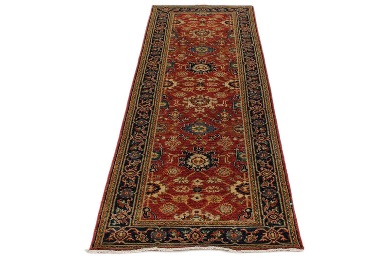3x8 Rust and Black Turkish Tribal Runner