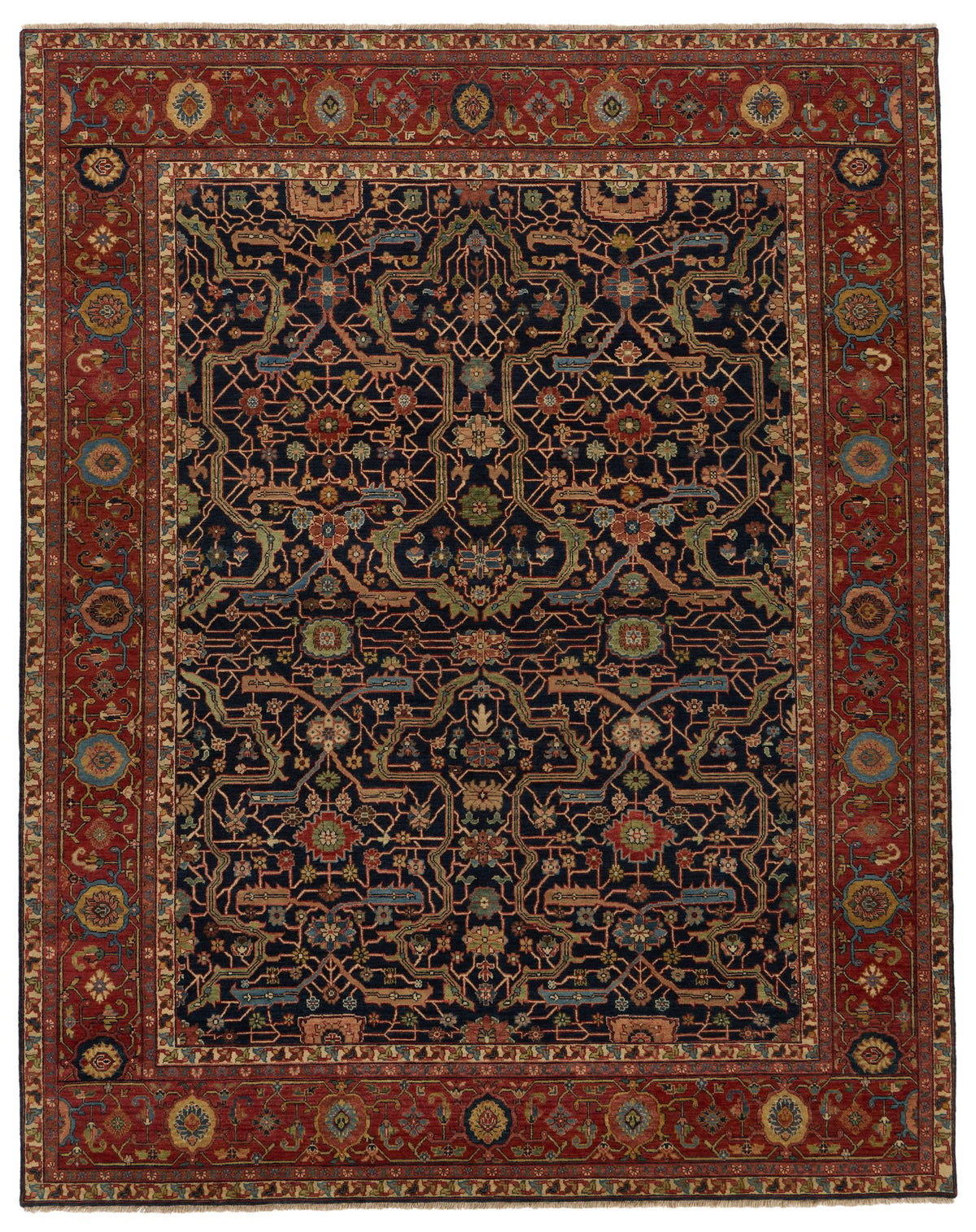 8x10 Navy and Rust Turkish Persian Rug