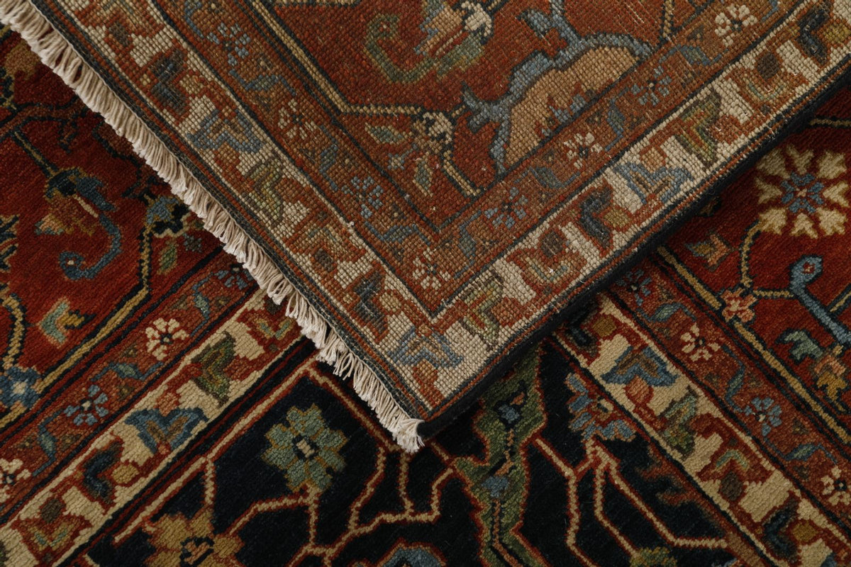 8x10 Navy and Rust Turkish Persian Rug