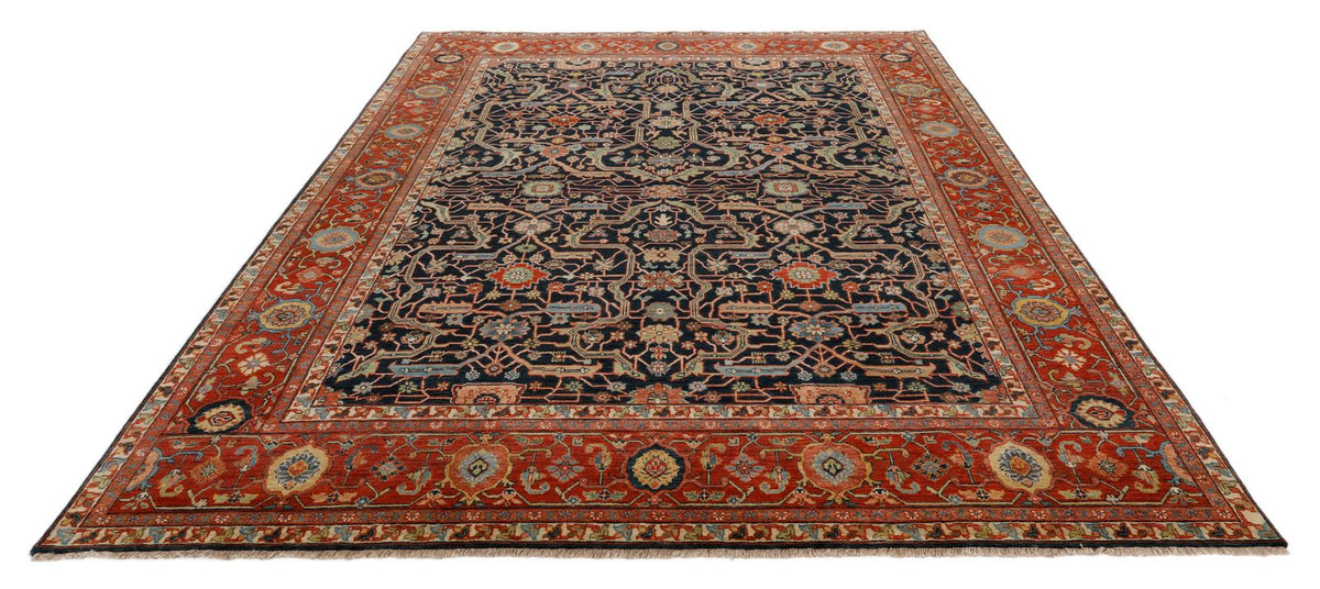 8x10 Navy and Rust Turkish Persian Rug
