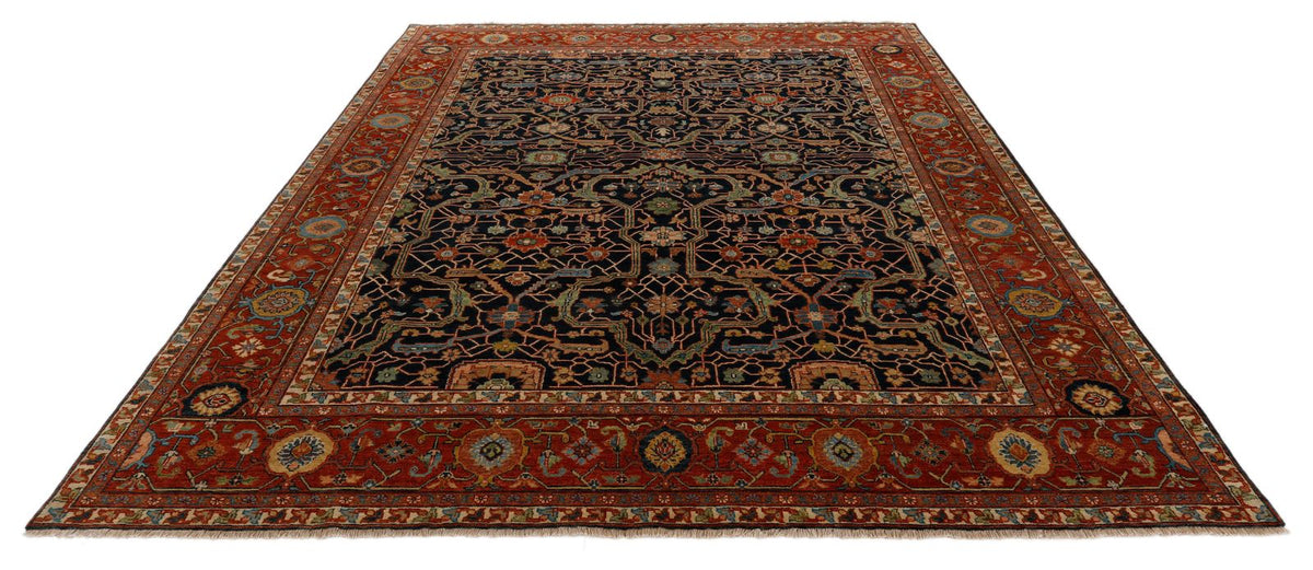 8x10 Navy and Rust Turkish Persian Rug