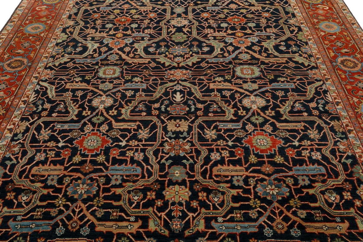 8x10 Navy and Rust Turkish Persian Rug