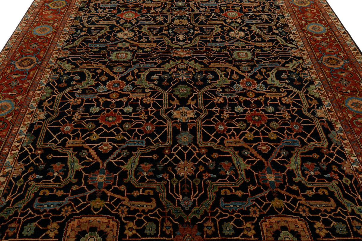 8x10 Navy and Rust Turkish Persian Rug