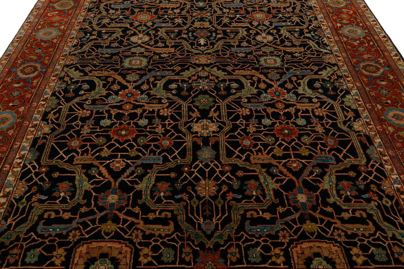 8x10 Navy and Rust Turkish Persian Rug