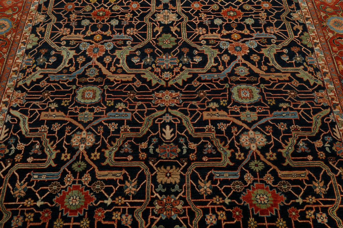 8x10 Navy and Rust Turkish Persian Rug