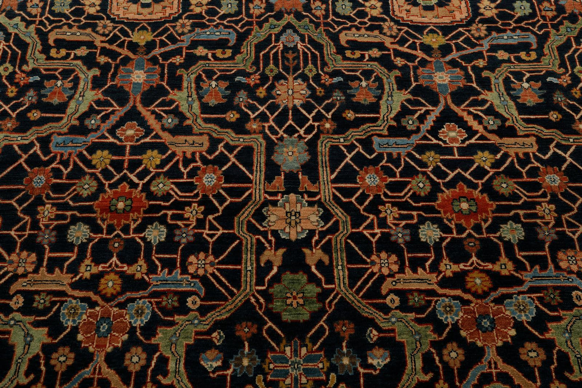 8x10 Navy and Rust Turkish Persian Rug